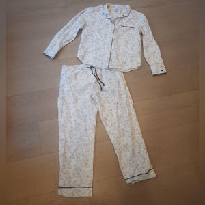 Women's White Pajama Set with Black Trim
